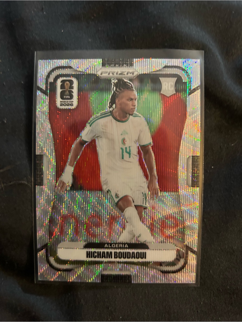 Panini Prizm Soccer Trading Card with Red, White, Green, Silver Holographic